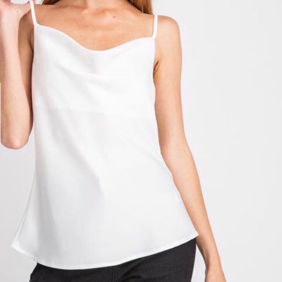 *NEW* WHITE CAMISOLE W/FLOWY NECKLINE - Picture 1 of 2